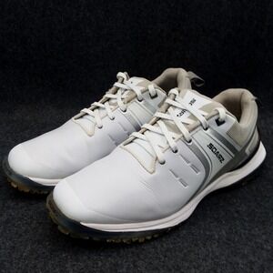 Sqairz Golf Shoes Mens US 10.5 White Gray Torque Generation Spiked Leather *READ